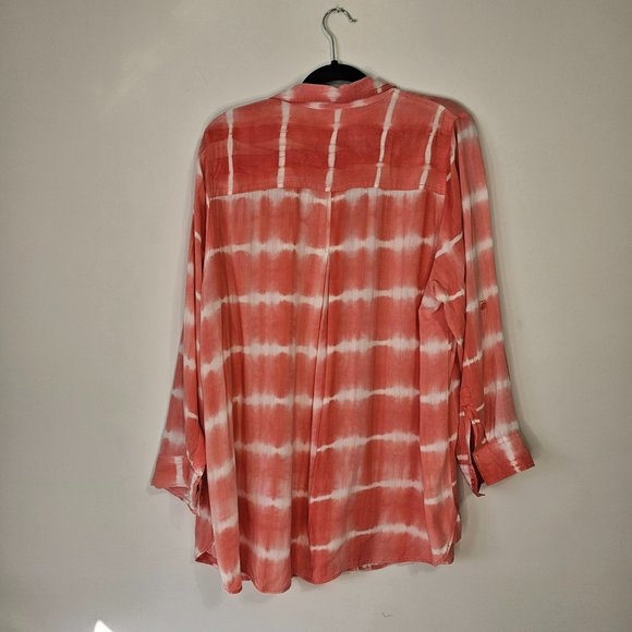GUC Velvet Heart Peach Tie Dye size 2X Button down tunic length - Picture 2 of 7